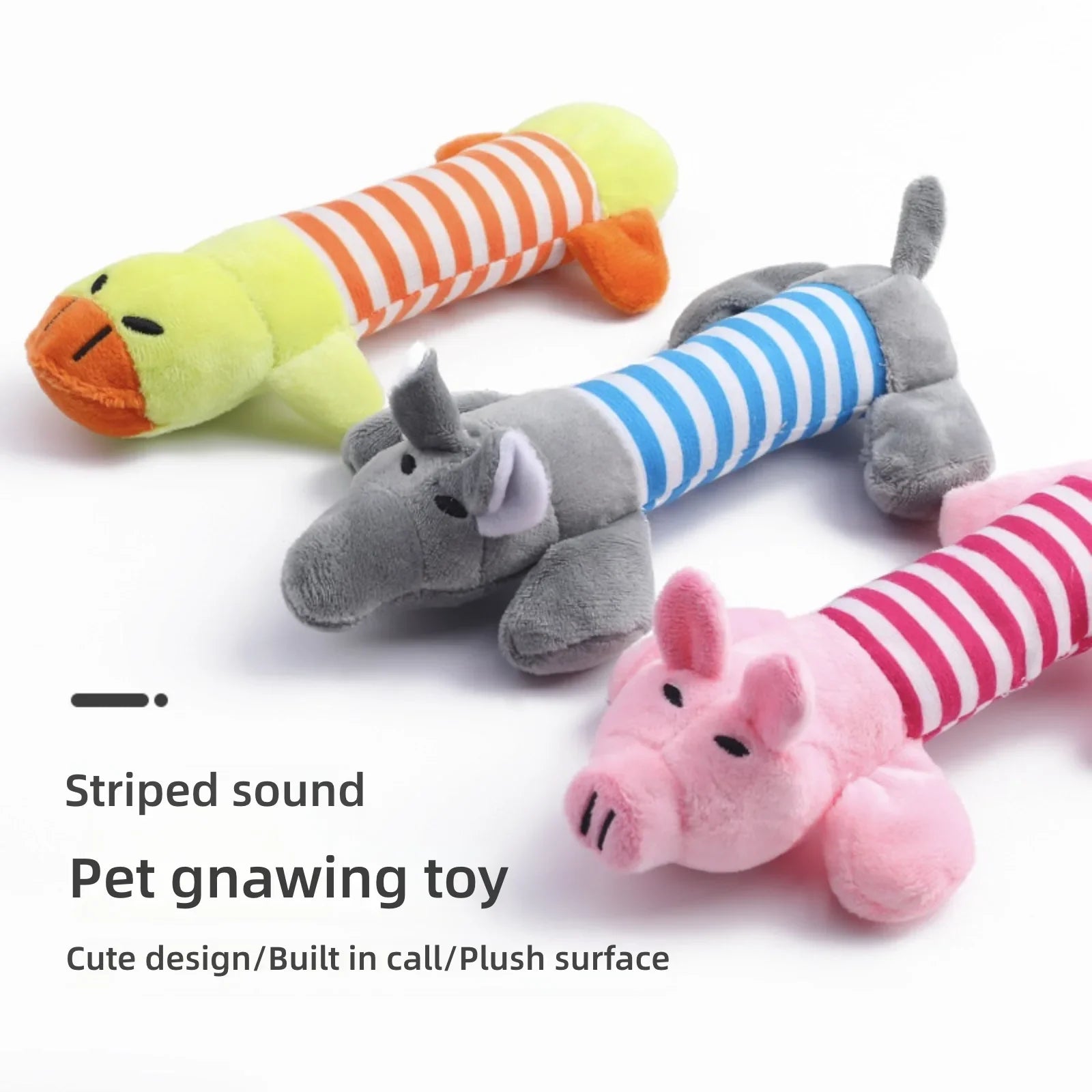 Plush Cartoon Embroidery Pet Toys (Duck / Pig / Elephant)