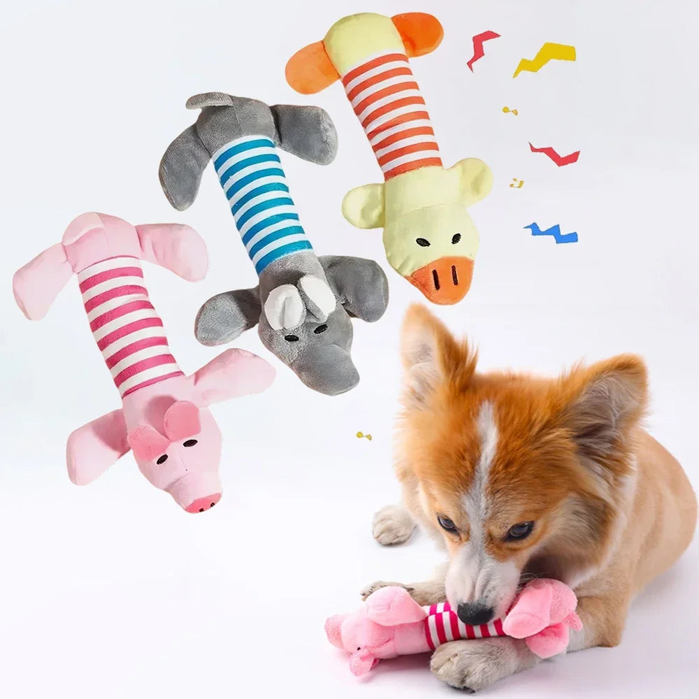Plush Cartoon Embroidery Pet Toys (Duck / Pig / Elephant)